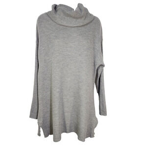 Talbots Tunic Sweater Women Large Lambswool Pullover Cowl Neck Gray Knit Capsule